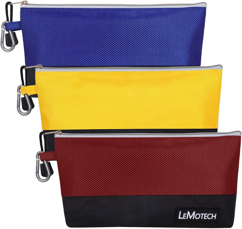 LeMotech Tool Bags, Heavy Duty 1680D Oxford Tool Pouch, Water Resistant Stand-Up Utility Tool Pouch for Tool Organizers and Storage, 10" Tool Bag, 3 Pack - Image 1